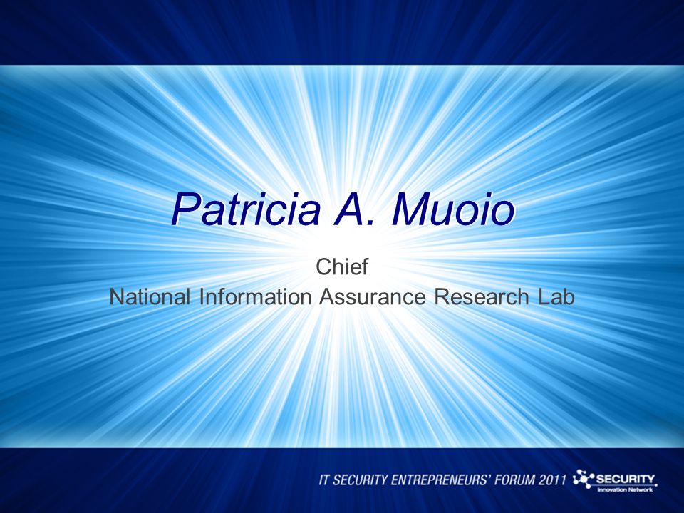 Patricia A. Muoio Chief National Information Assurance Research Lab
