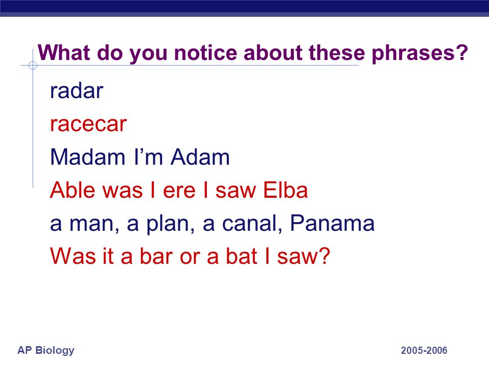 AP Biology What do you notice about these phrases.