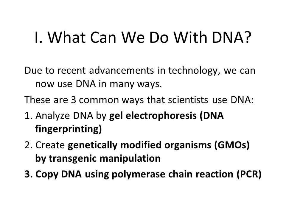 I. What Can We Do With DNA.