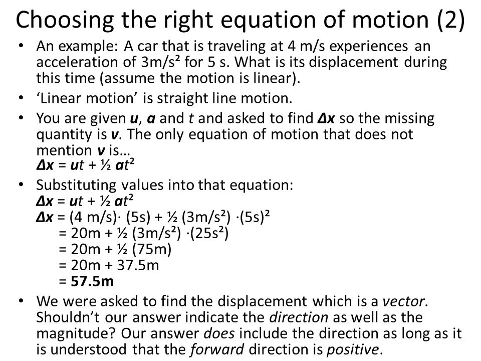 1d Motion Graphs We Will Only Consider Straight Line Also Choosing The Right Equation Of Motion 2 An Example A Car That Is
