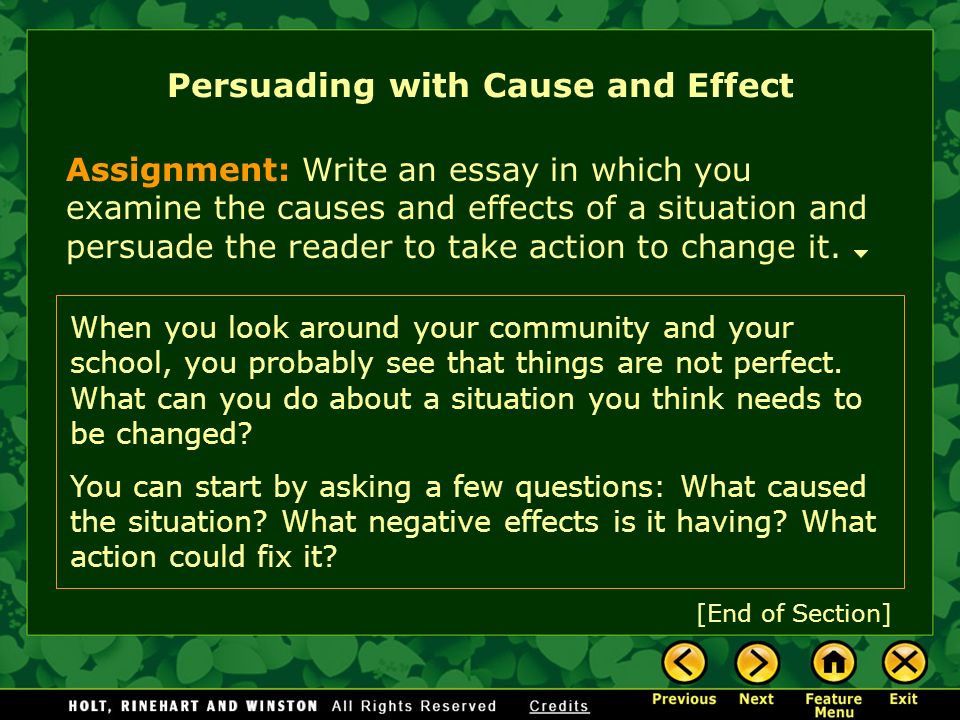 Cause and effect analysis essay examples