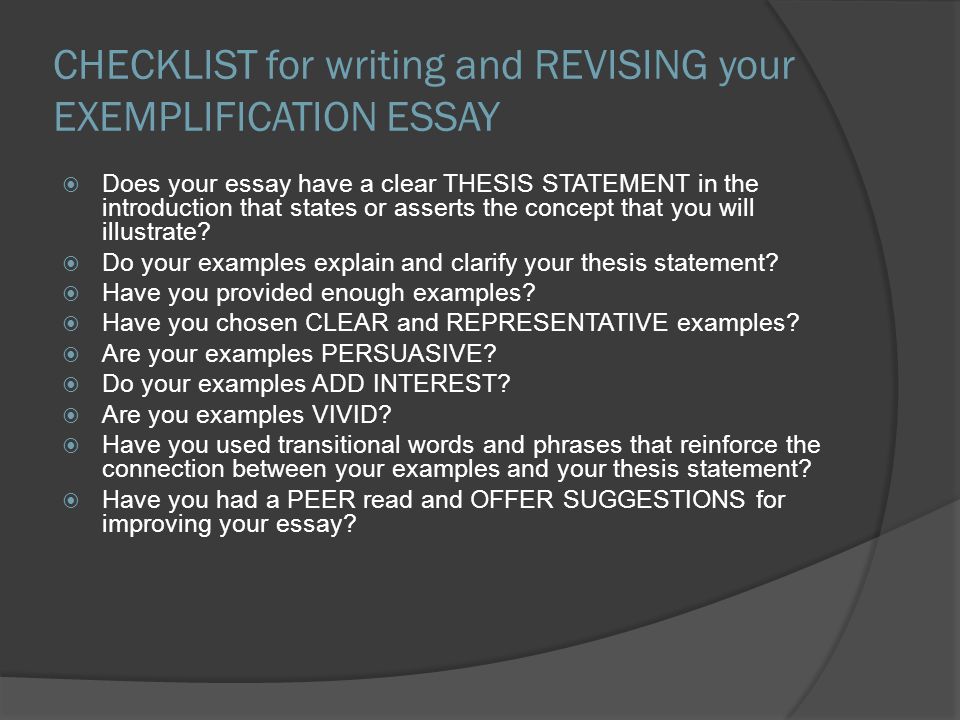 exemplification essay thesis
