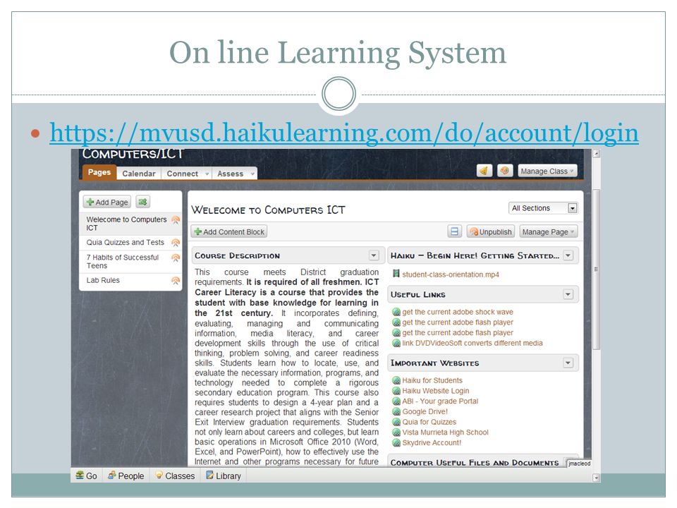 On line Learning System