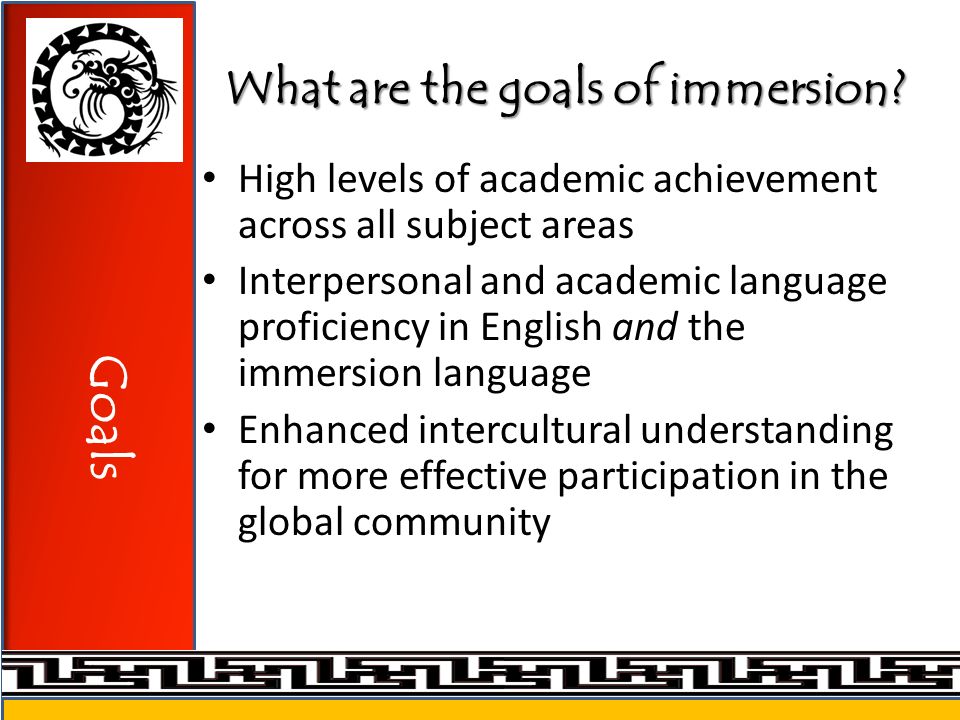 What are the goals of immersion.