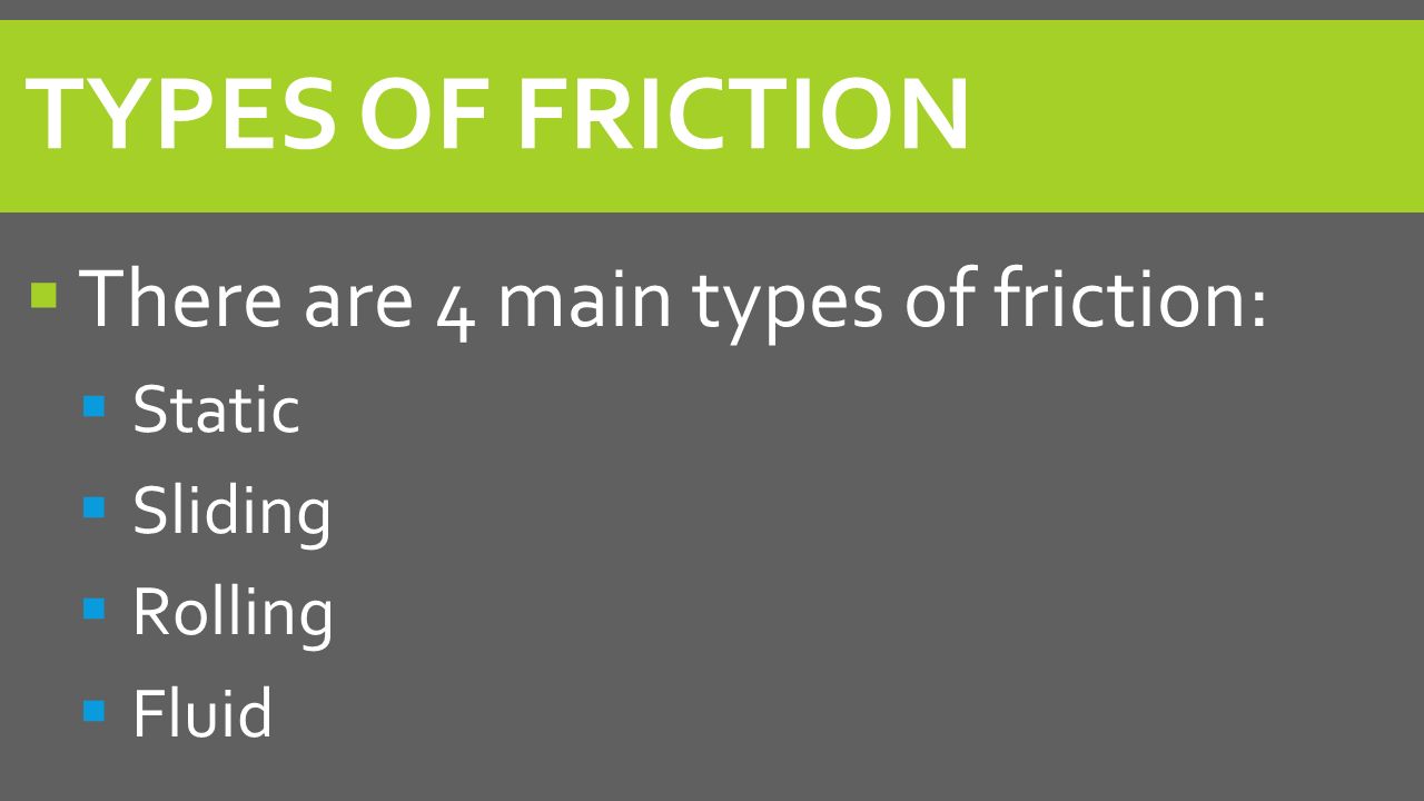 Worksheets Types Of Friction section 1 part 2 types of friction warm up you push a there are 4 main static sliding