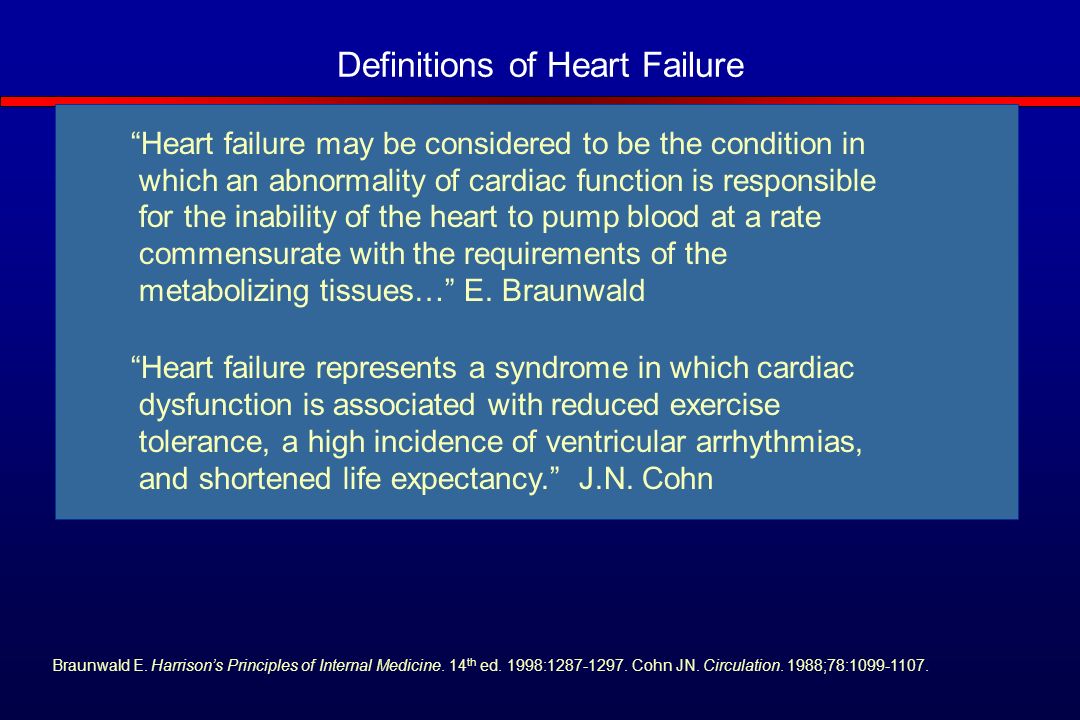 Definitions of Heart Failure Braunwald E. Harrison’s Principles of Internal Medicine.