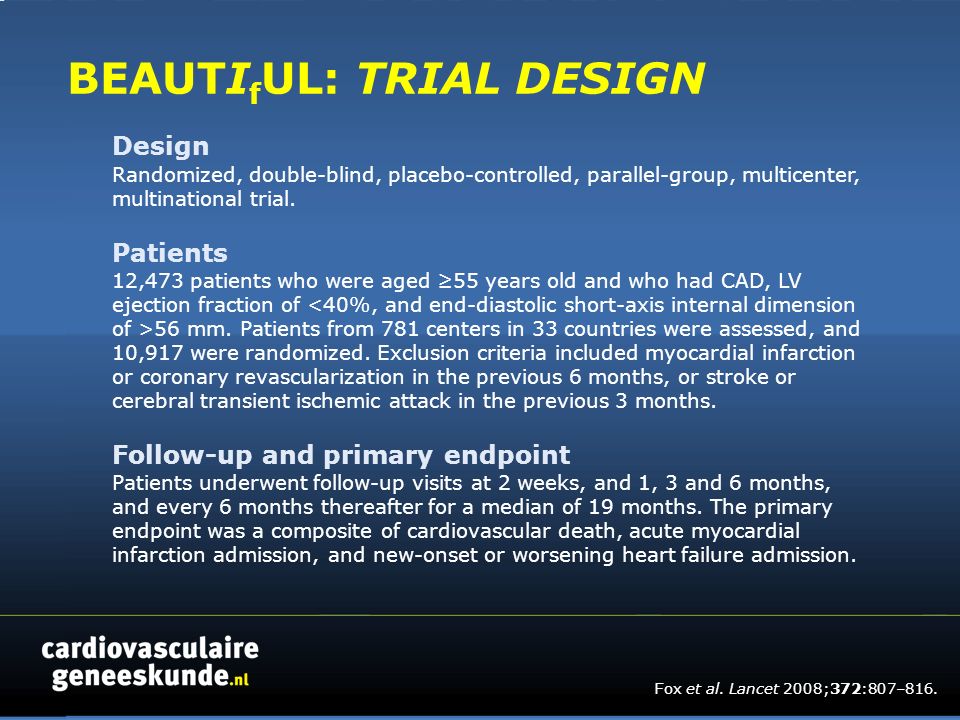 Design Randomized, double-blind, placebo-controlled, parallel-group, multicenter, multinational trial.