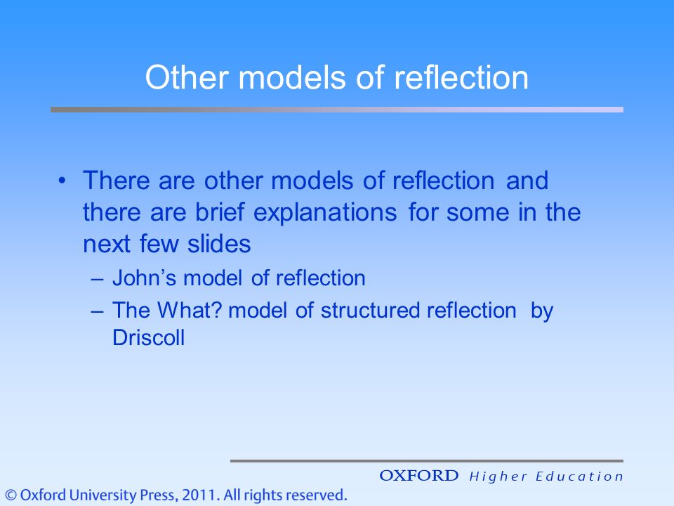 Johns model of reflection essay example