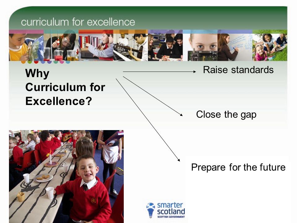 Raise standards Close the gap Why Curriculum for Excellence Prepare for the future