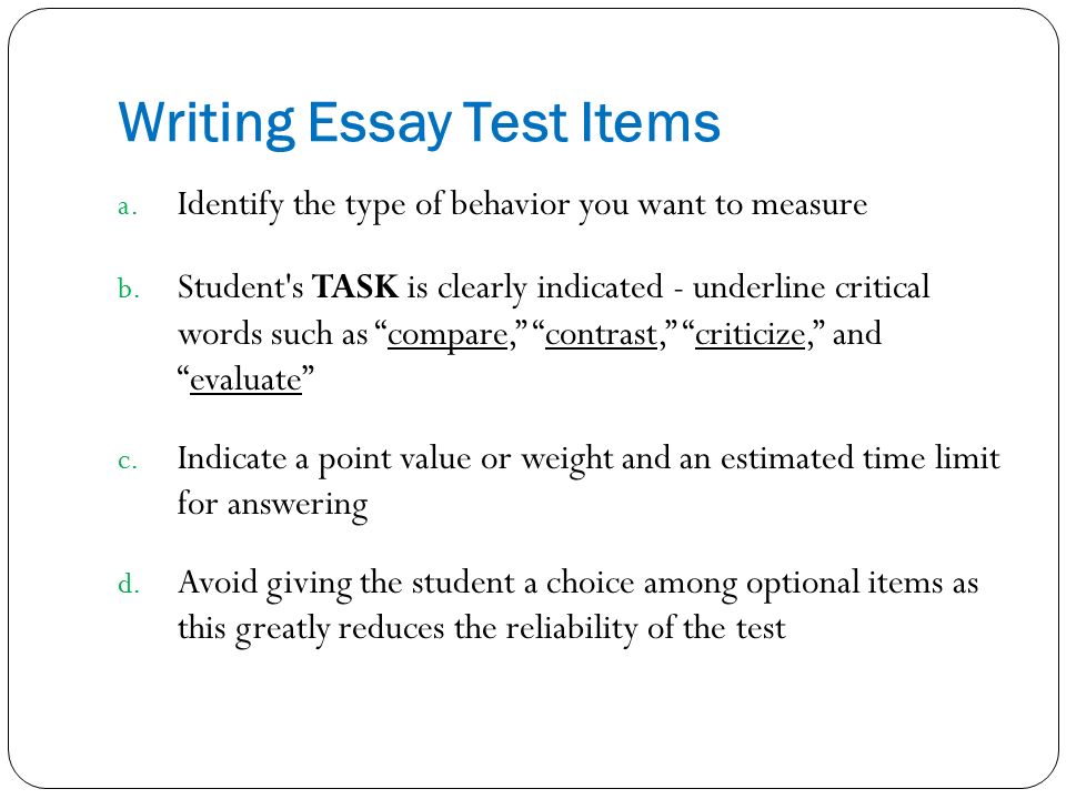 What is essay type test