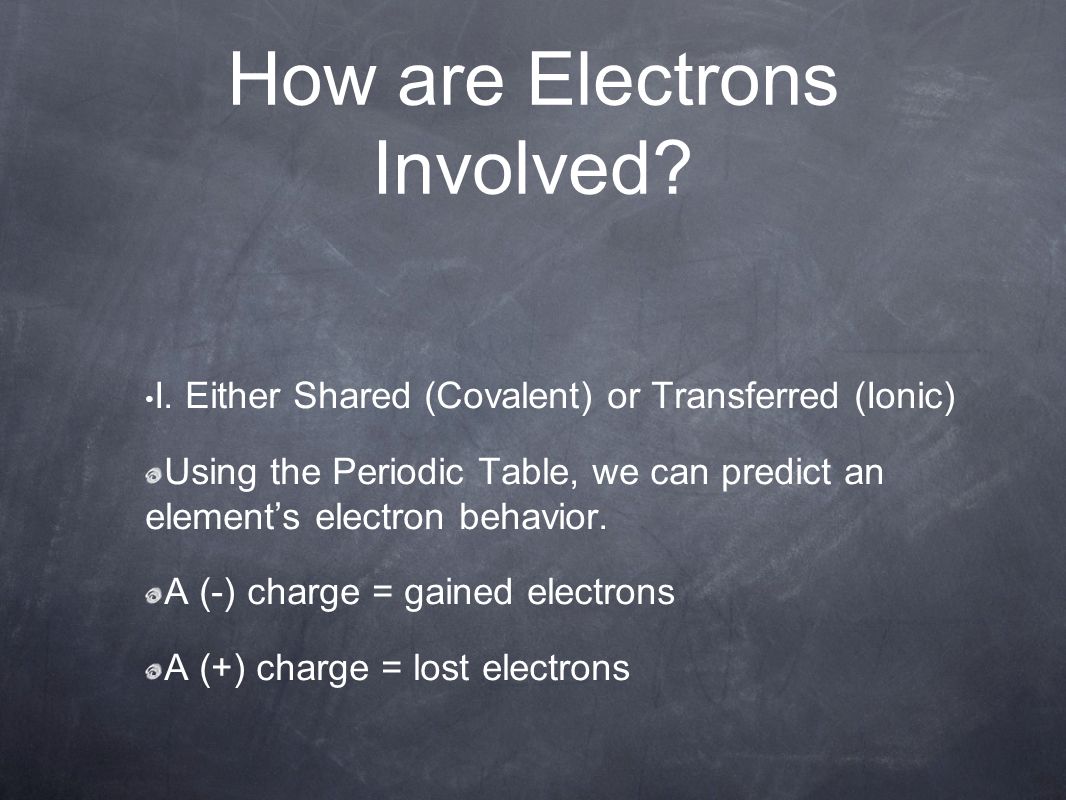 How are Electrons Involved. I.