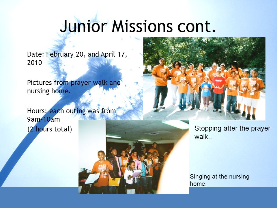 Junior Missions cont.