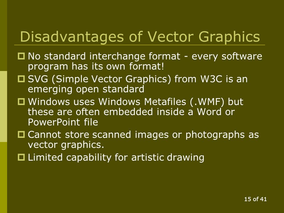 14 of 41 Vector Graphics 100% 200% 400% 800%  Vector graphic – enlarged