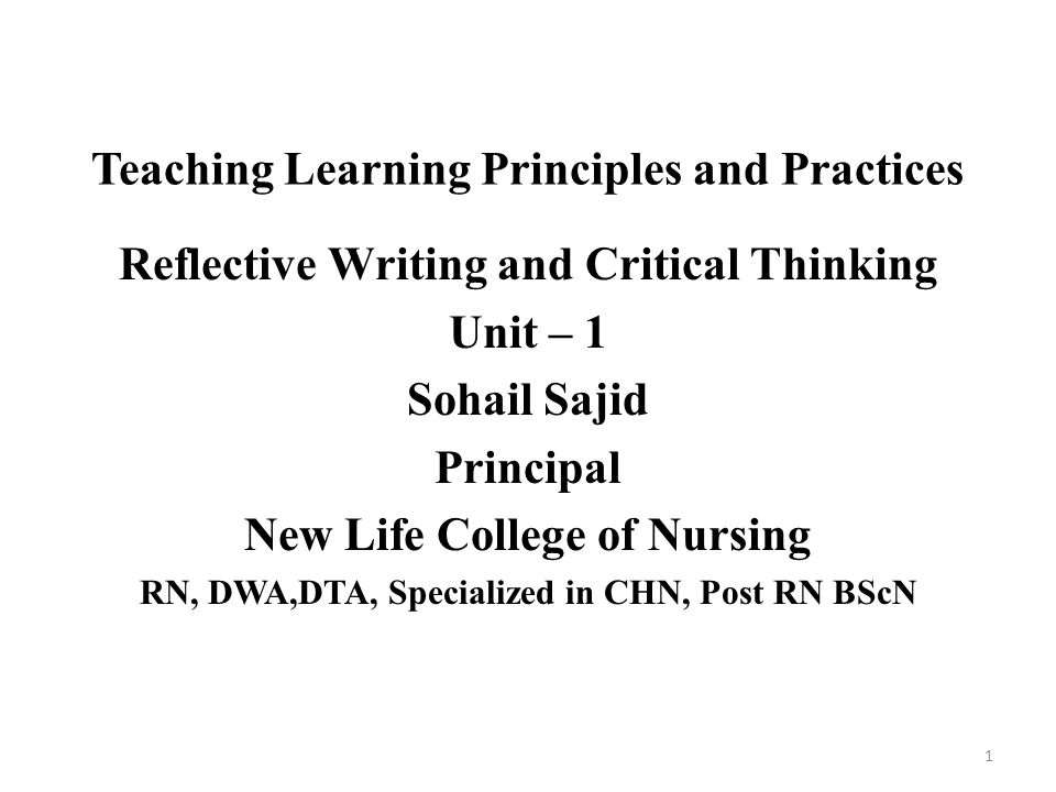 Critical Thinking And Reflection