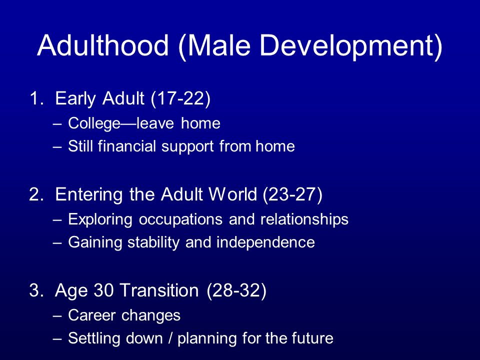 Adulthood (Male Development) 1.