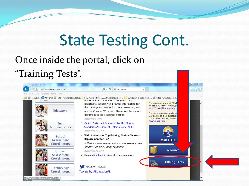 Once inside the portal, click on Training Tests .