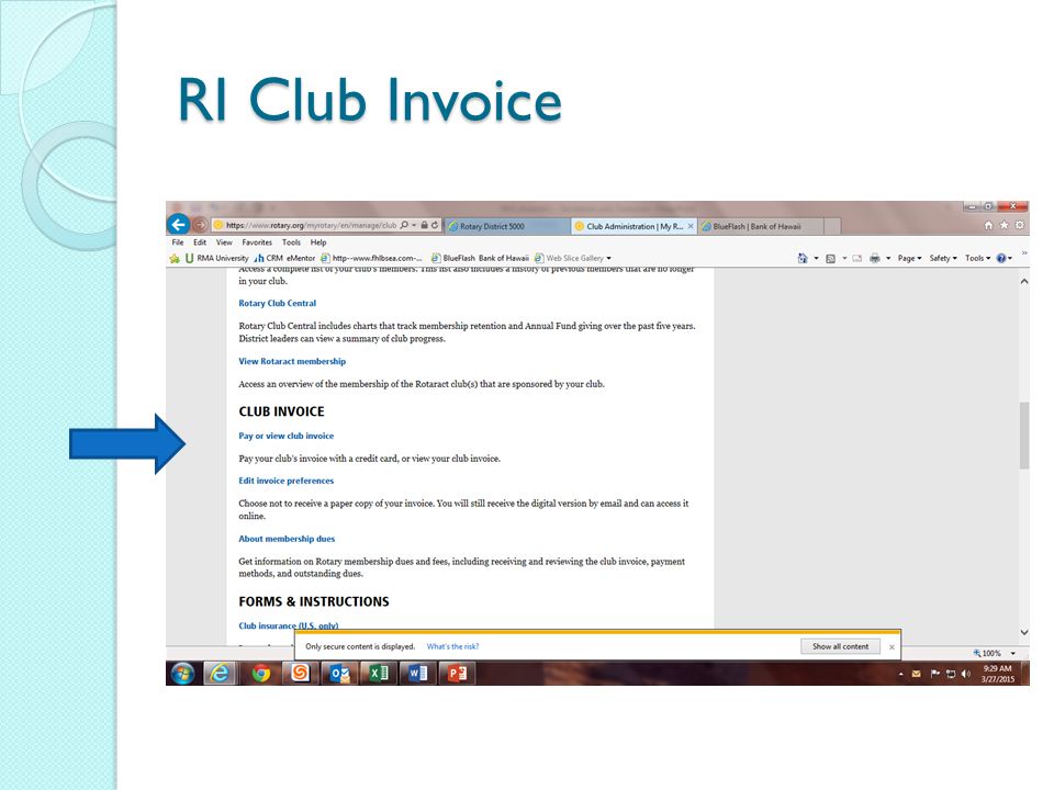 RI Club Invoice