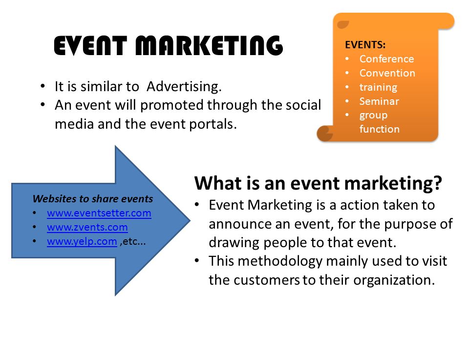 EVENT MARKETING It is similar to Advertising.