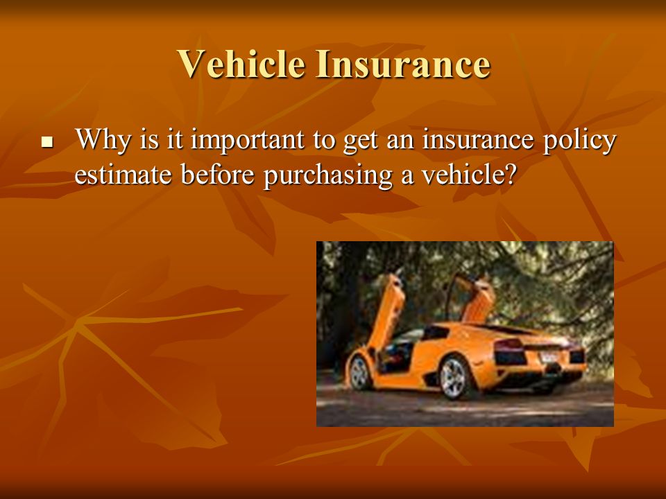 Why is it important to get an insurance policy estimate before purchasing a vehicle.