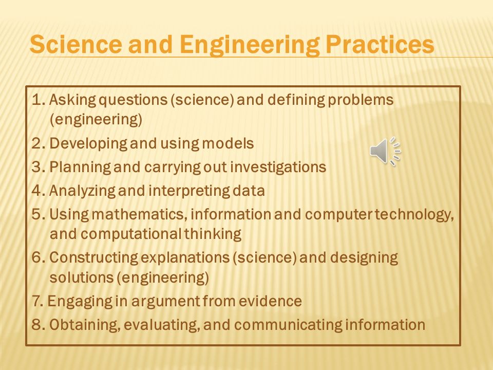 The Framework establishes three dimensions of science learning: 1.