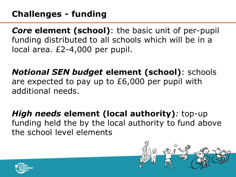 Core element (school): the basic unit of per-pupil funding distributed to all schools which will be in a local area.