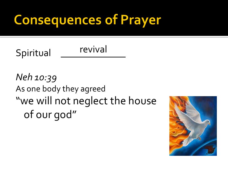 Spiritual _____________ Neh 10:39 As one body they agreed we will not neglect the house of our god revival