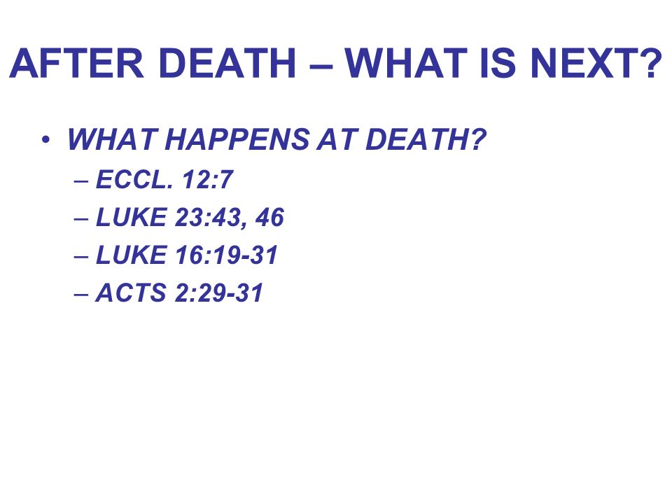 AFTER DEATH – WHAT IS NEXT. WHAT HAPPENS AT DEATH.