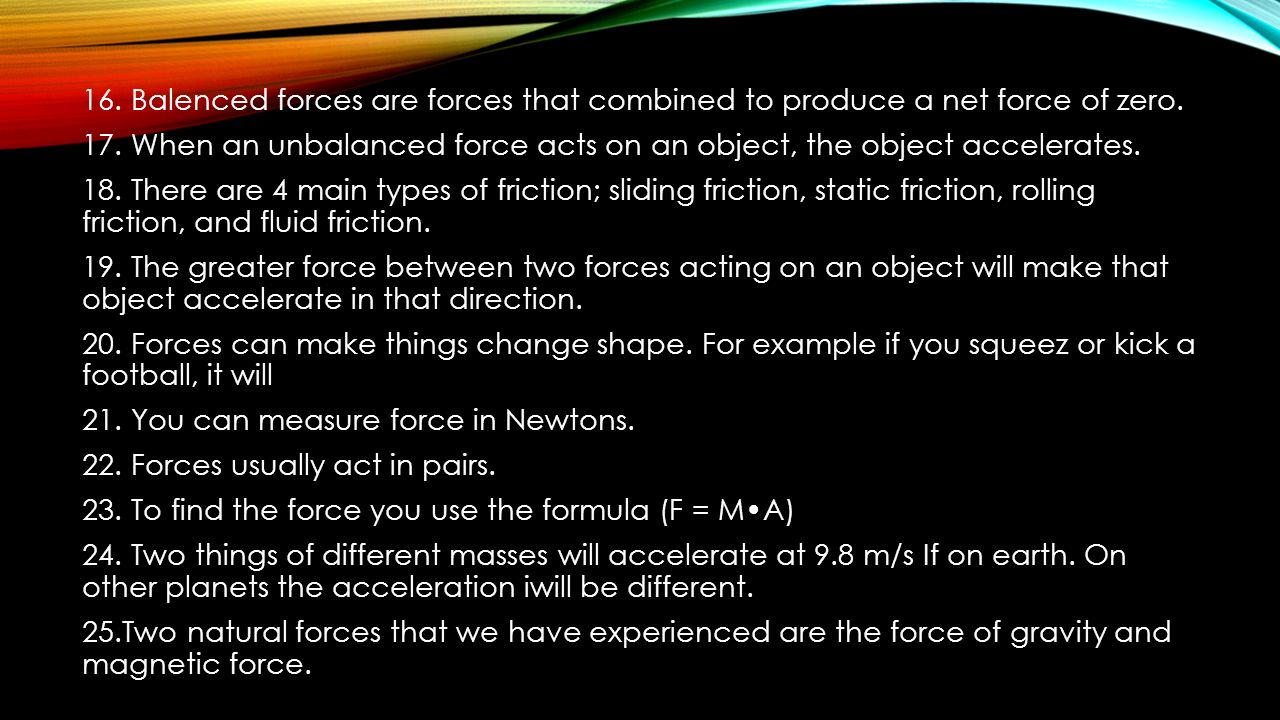 Forces Vocabulary Force A Push Or Pull That Acts On An Object Balenced Forces Are That Combined To Produce A Net Force Of Zero