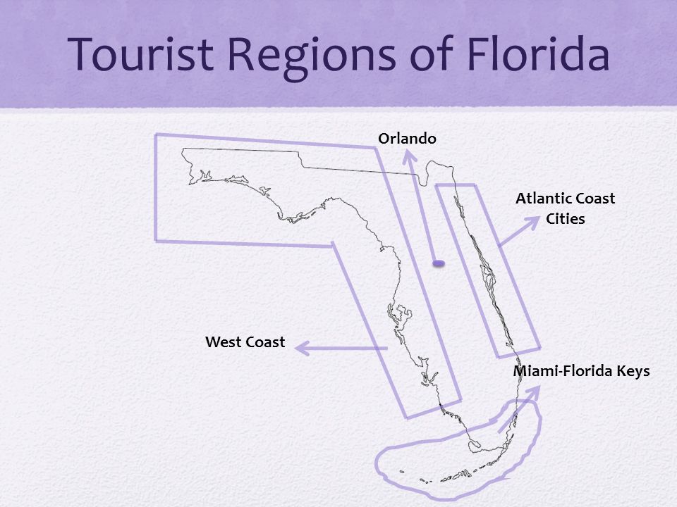 Tourist Regions of Florida Miami-Florida Keys Orlando West Coast Atlantic Coast Cities
