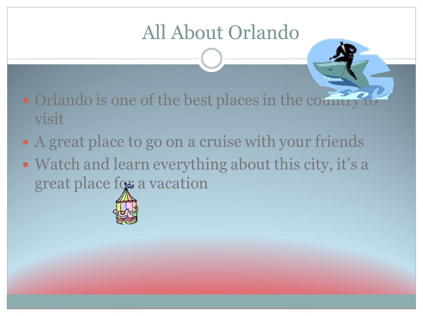 All About Orlando Orlando is one of the best places in the country to visit A great place to go on a cruise with your friends Watch and learn everything about this city, it’s a great place for a vacation