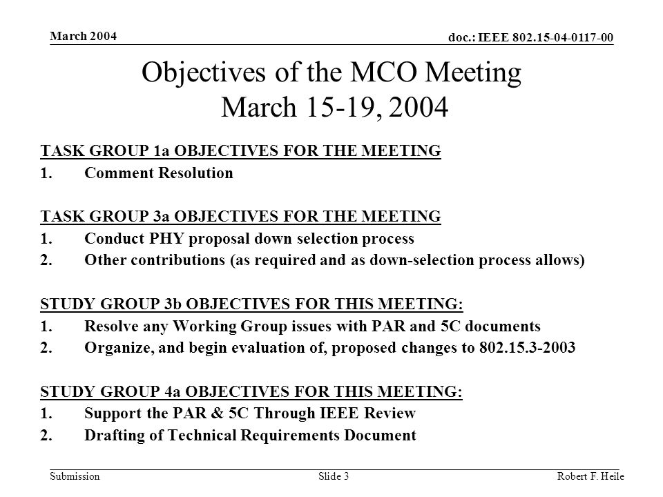 doc.: IEEE Submission March 2004 Robert F.