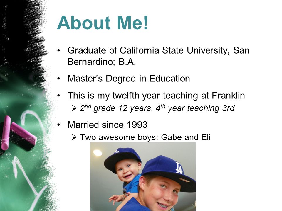 About Me. Graduate of California State University, San Bernardino; B.A.