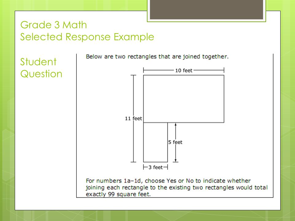Grade 3 Math Selected Response Example Student Question