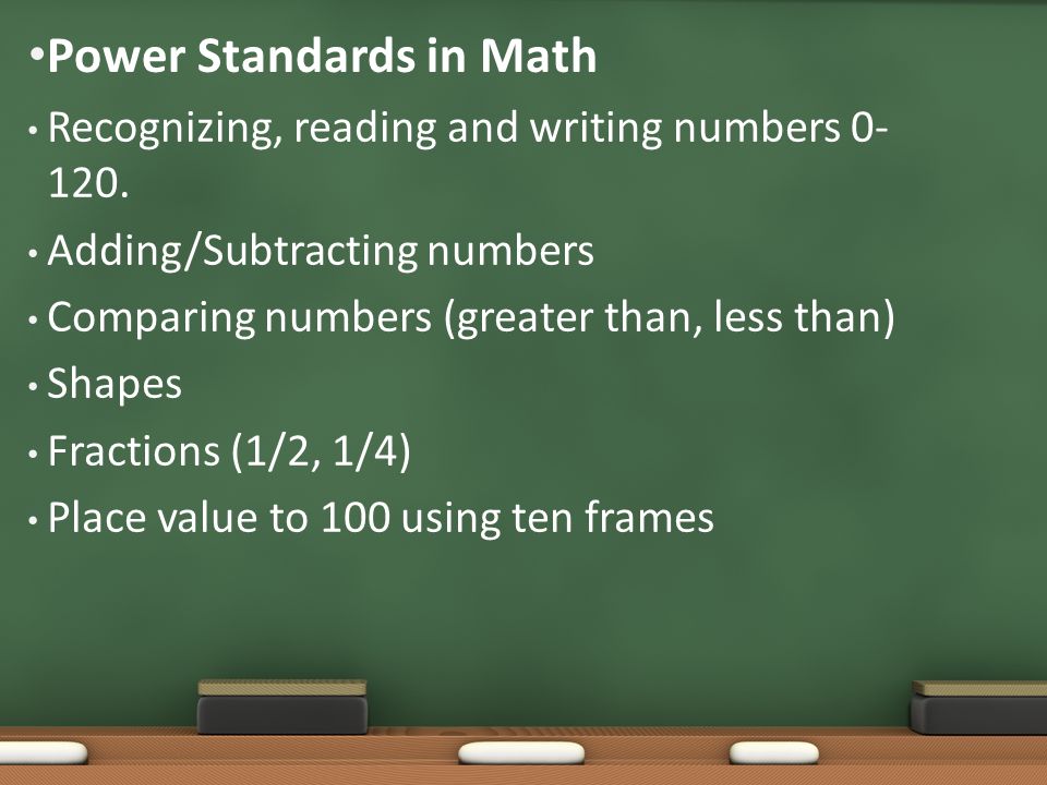 Power Standards in Math Recognizing, reading and writing numbers