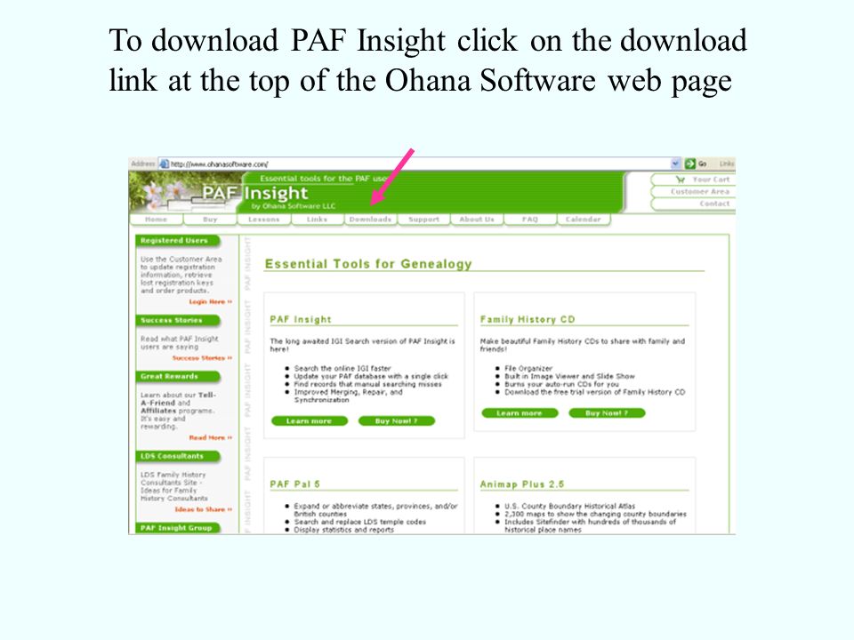 To download PAF Insight click on the download link at the top of the Ohana Software web page
