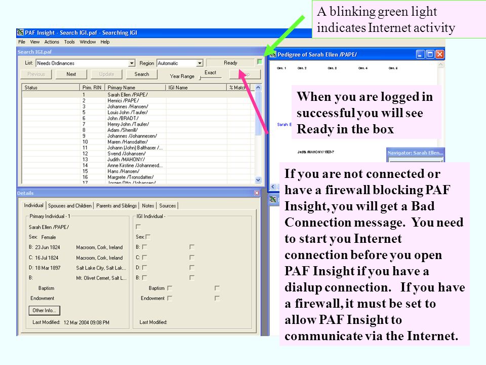 When you are logged in successful you will see Ready in the box If you are not connected or have a firewall blocking PAF Insight, you will get a Bad Connection message.