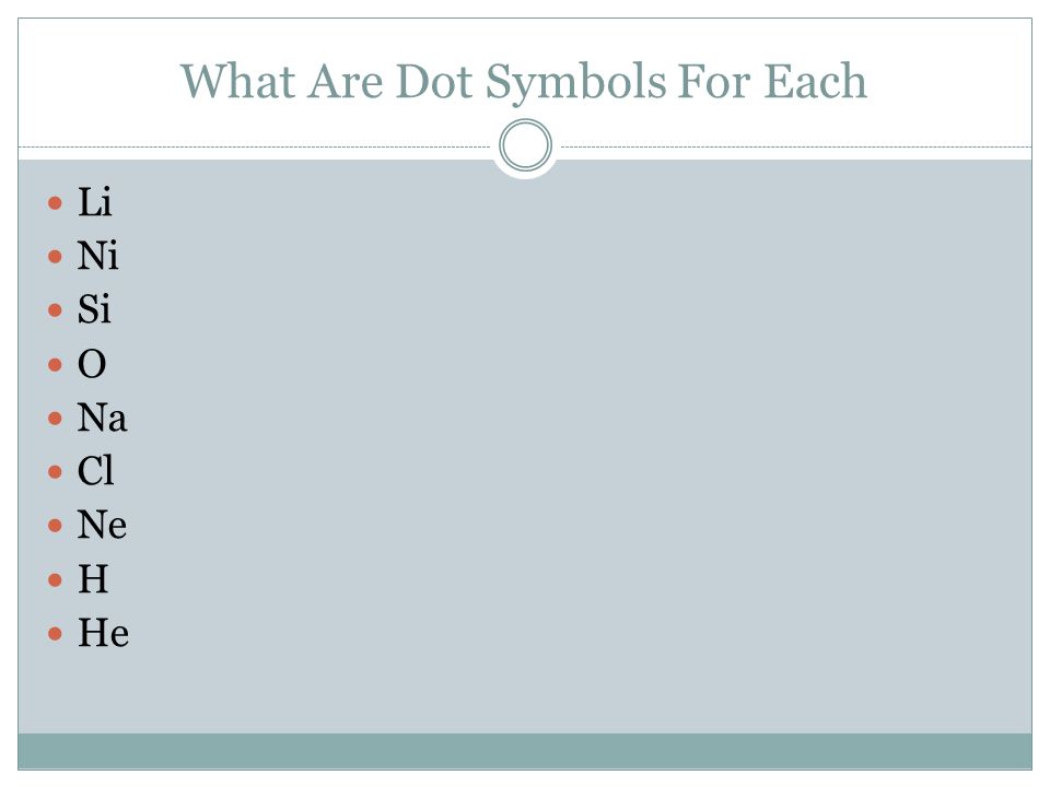 What Are Dot Symbols For Each Li Ni Si O Na Cl Ne H He