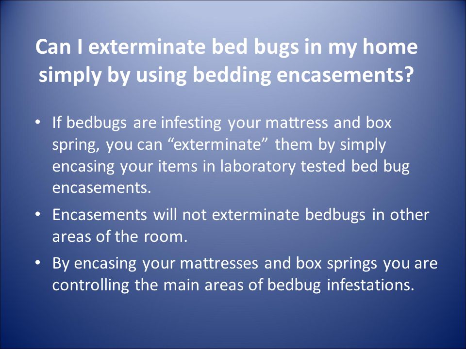 Can I exterminate bed bugs in my home simply by using bedding encasements.