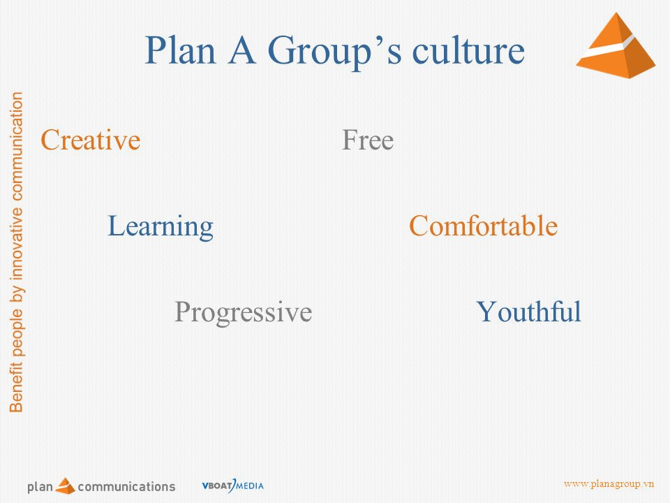 Plan A Group’s culture Creative Learning Progressive Free Comfortable Youthful