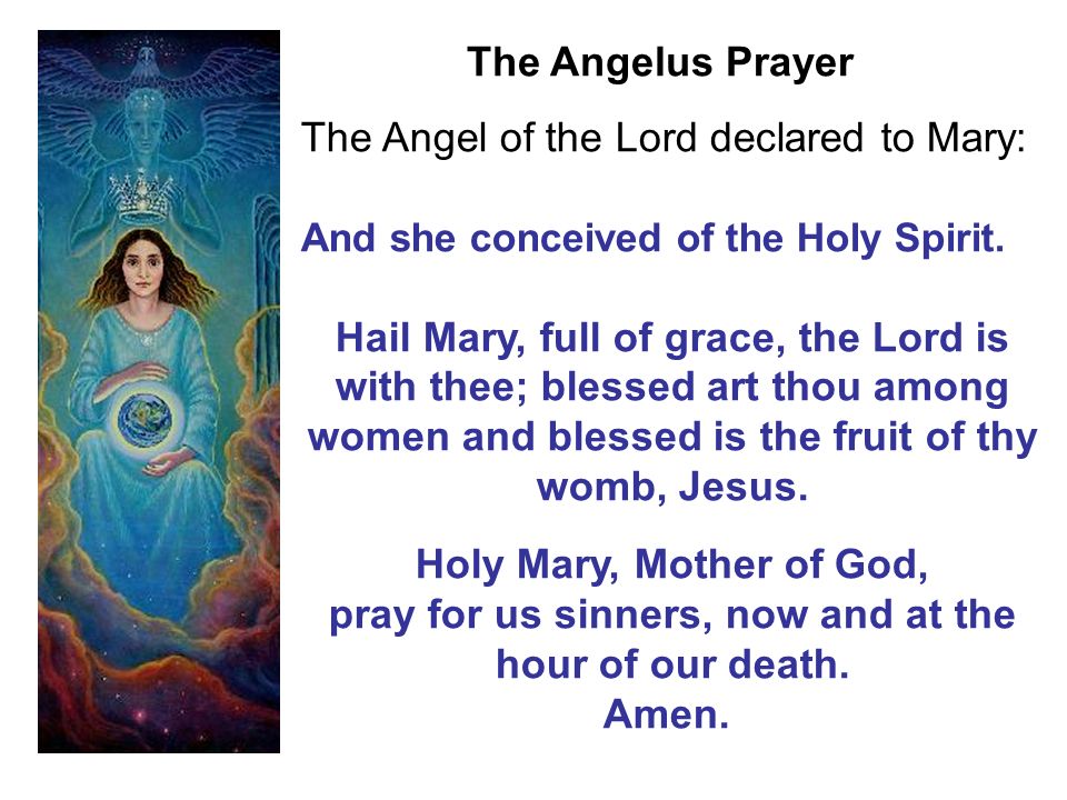 The Angel of the Lord declared to Mary: And she conceived of the Holy Spirit.