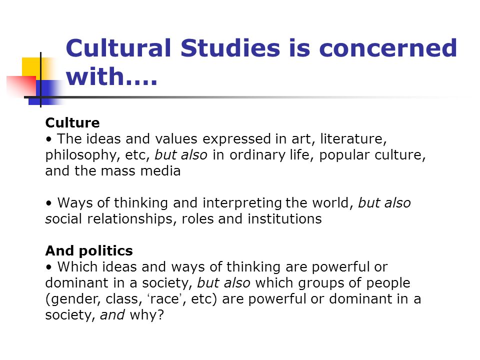 Cultural Studies is concerned with….