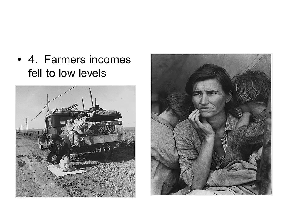 4. Farmers incomes fell to low levels
