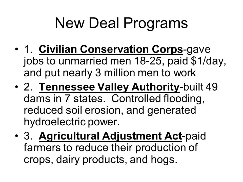 New Deal Programs 1.