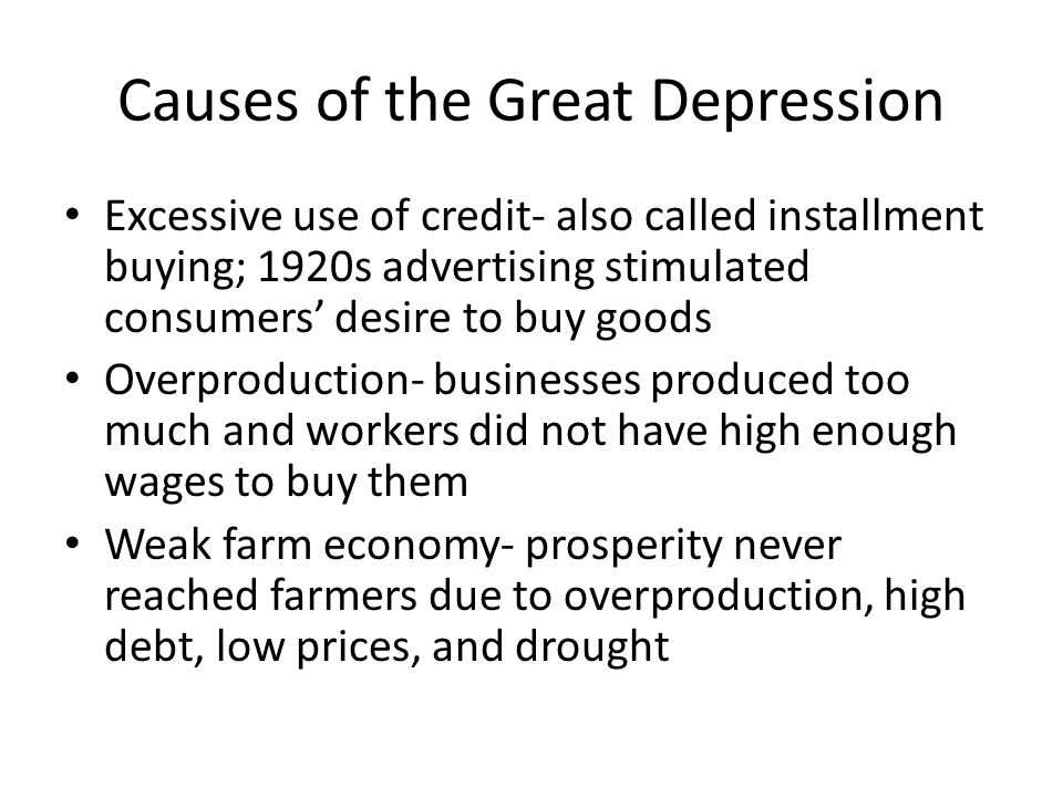 Causes Of The Great Depression