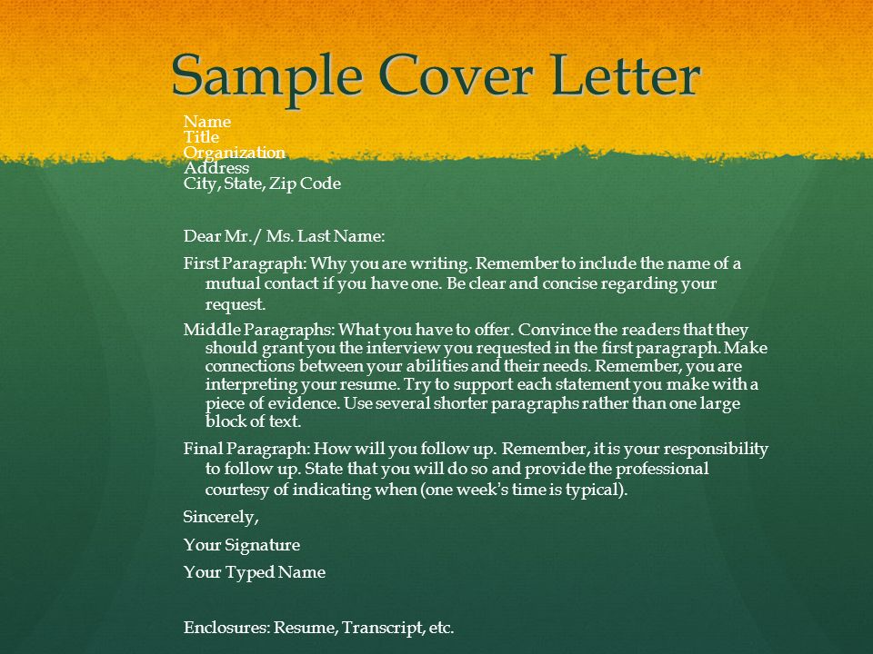 Cover letter mutual contact