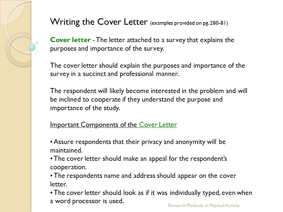 Dissertation questionnaire cover letter