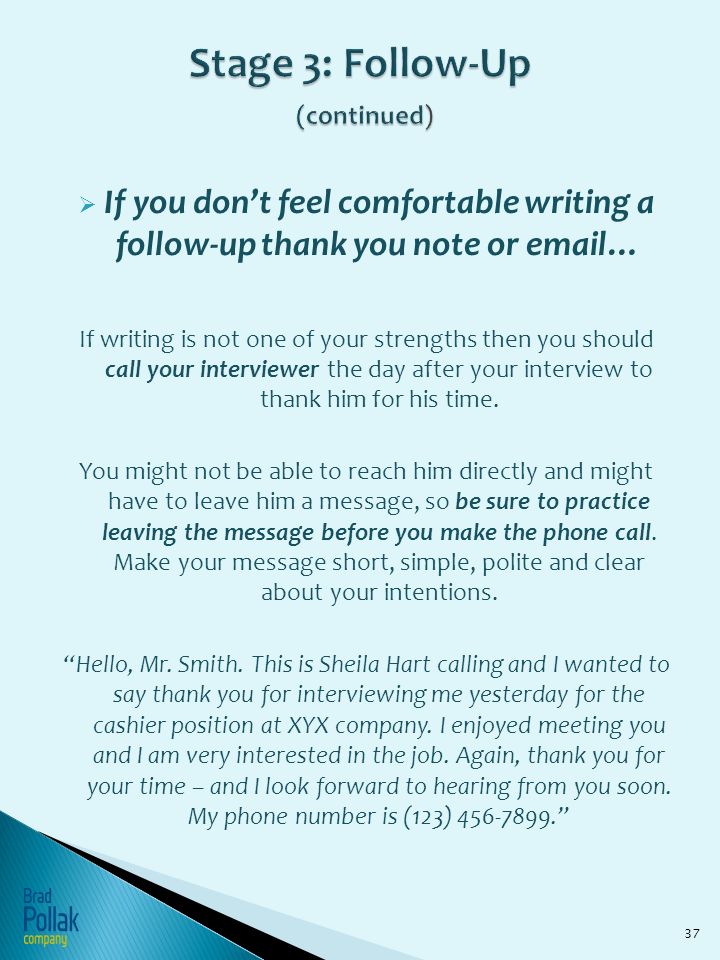follow up call after interview what to say
