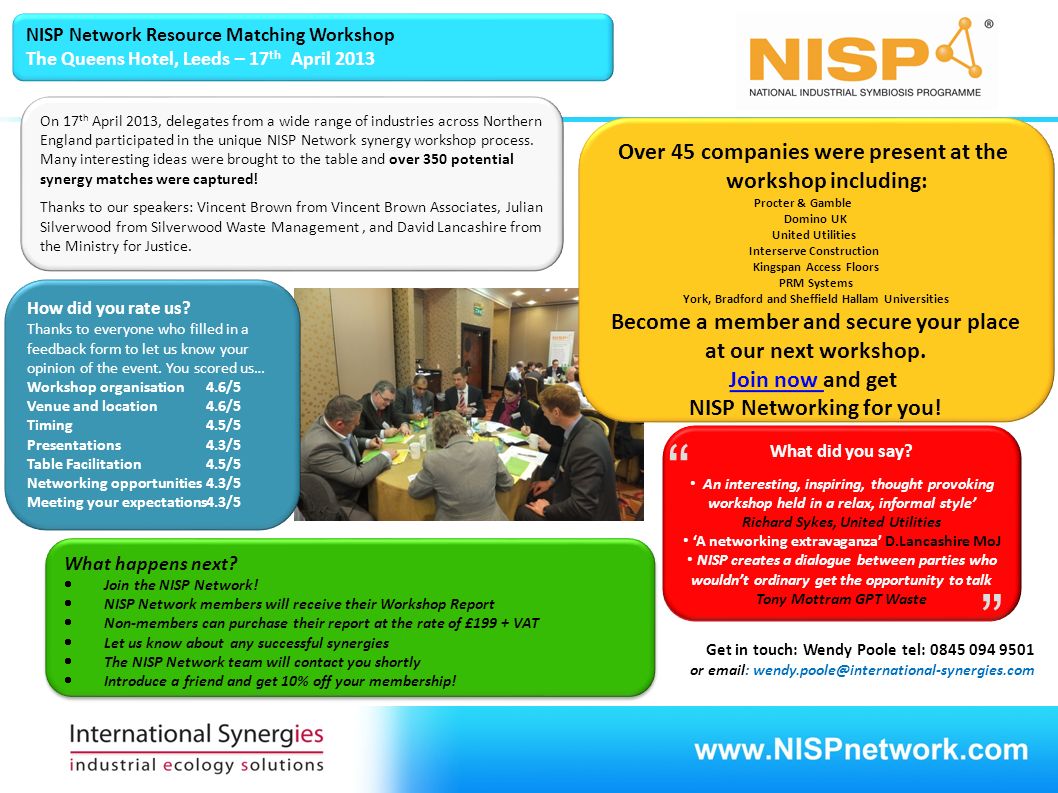 What happens next.  Join the NISP Network.