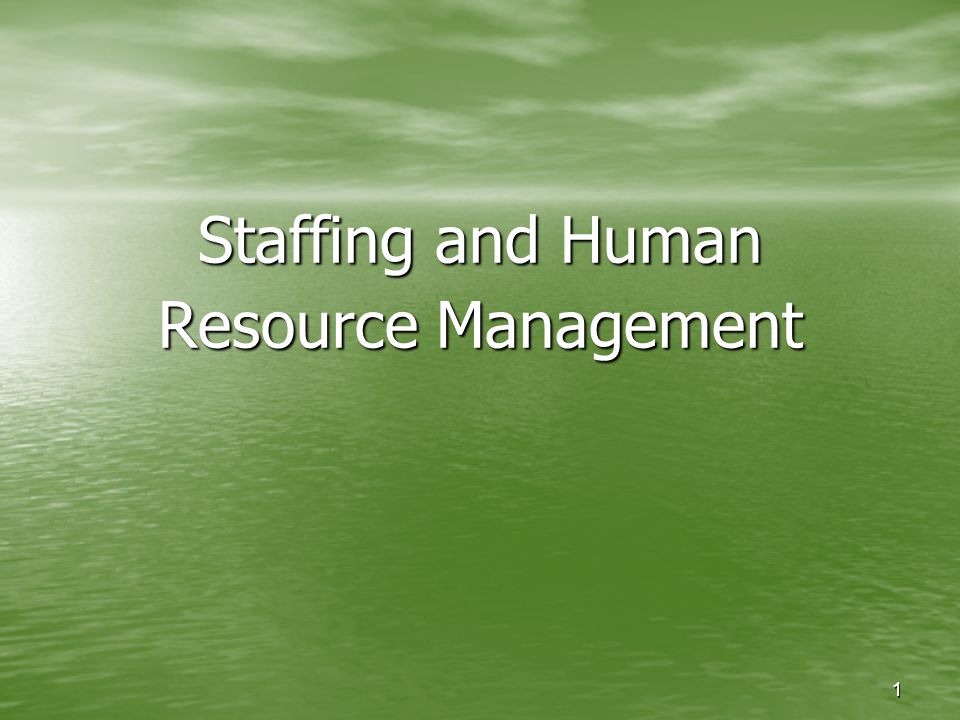 1 Staffing and Human Resource Management