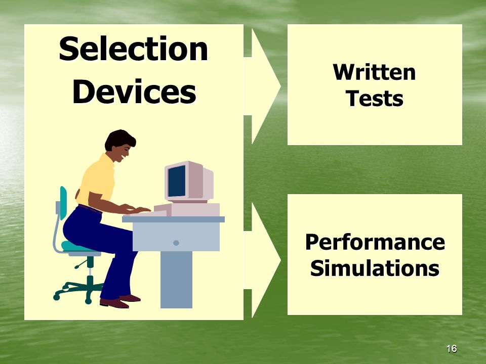 16 SelectionDevices PerformanceSimulations WrittenTests